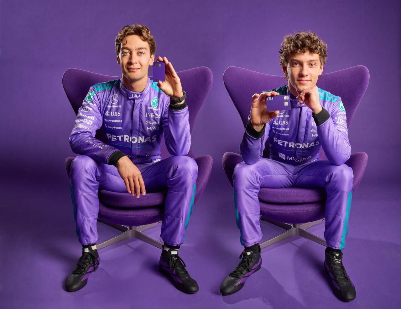 F1: Mercedes lança macacão roxo com Nubank para GP de Miami